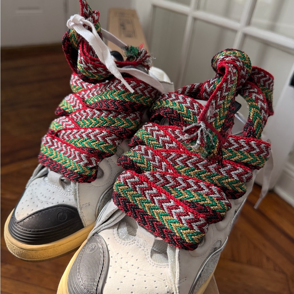 100% authentic Lanvin glitter woven sneakers